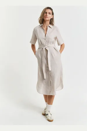 GANT Women Linen Short Sleeve Shirt Dress (38)