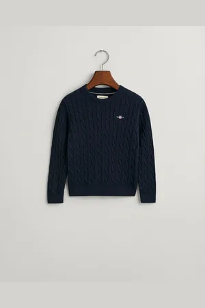 GANT Kids Kids Shield Cotton Cable Knit Crew Neck Sweater (110/116)