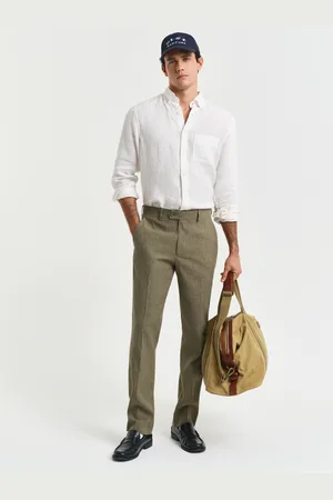 GANT Men Slim Fit Cotton Linen Suit Pants (46)