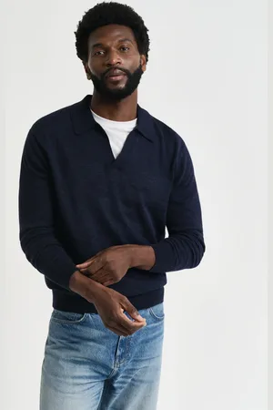 GANT Men Linen Blend Polo Sweater (S)