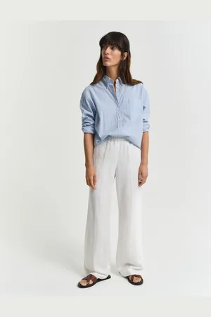 GANT Women Relaxed Fit Linen Blend Pull-On Pants (34)