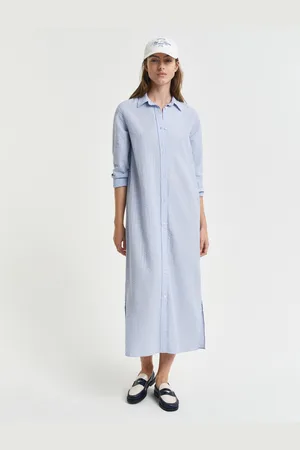 GANT Women Tonal Striped Seersucker Dress (34)