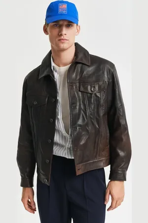 GANT Men Leather Trucker Jacket (S)