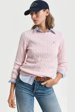 GANT Women Stretch Cotton Cable Knit Crew Neck Sweater (XS)