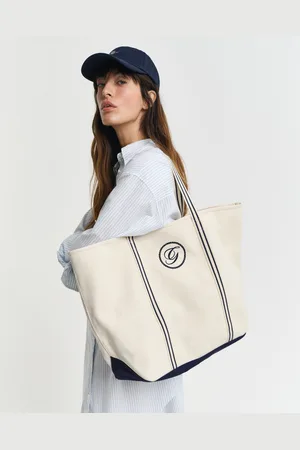 GANT Women Canvas Beach Tote Bag (ONE SIZE)
