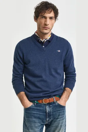 GANT Men Classic Cotton V-Neck Sweater (S)