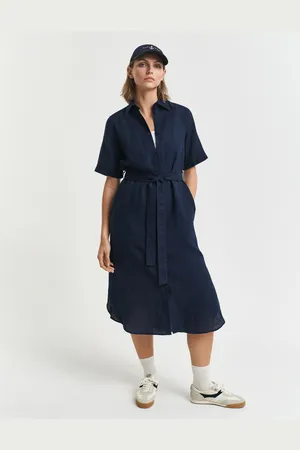 GANT Women Linen Short Sleeve Shirt Dress (34)