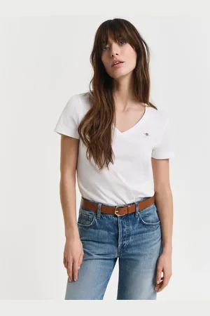 GANT Women Shield V-Neck T-Shirt (XS)