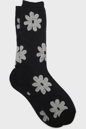 Glassworks London And White Metallic Sheer Daisy Socks