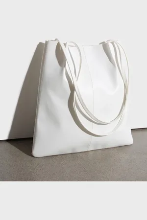 Glassworks London Ivory Vegan Leather Pinched Strap Tote Bag