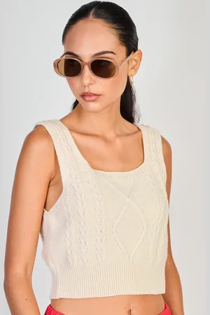 Glassworks London Ivory Square Neck Cableknit Tank