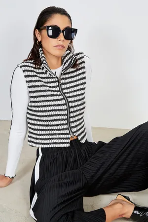 Glassworks London And Black Woven Stripe Zip Vest