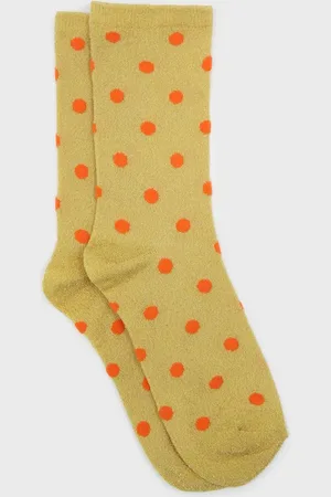 Glassworks London And Orange Metallic Polka Dot Socks