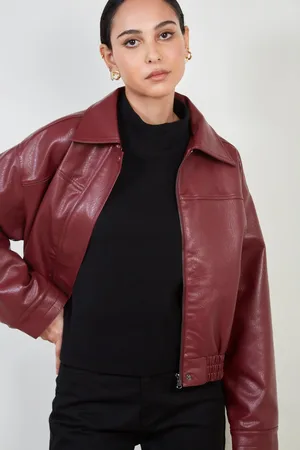Glassworks London Burgundy Vegan Leather Short Jacket