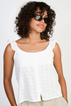 Glassworks London Eyelet Ruffle Trim Tank