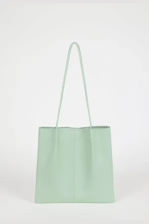 Glassworks London Sage Vegan Leather Pinched Strap Tote Bag