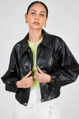 Glassworks London Shiny Vegan Leather Zip Up Jacket