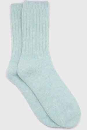 Glassworks London Mint Green Ribbed Angora Long Socks