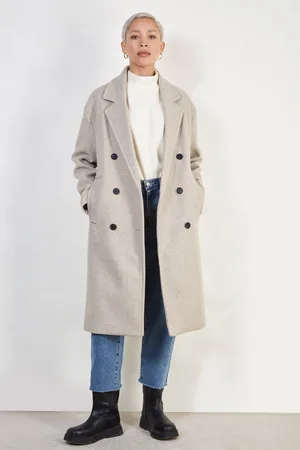 Glassworks London Beige Wool Blend Double Breast Tailored Coat