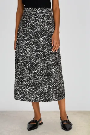 Glassworks London And White Leopard Print Silky Midi Skirt