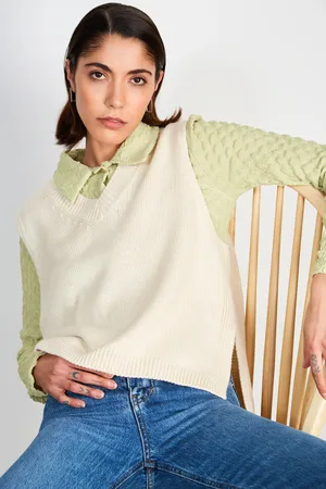 Glassworks London Cream V Neck Sweater Vest