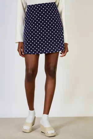Glassworks London Navy And White Polka Dot Skirt