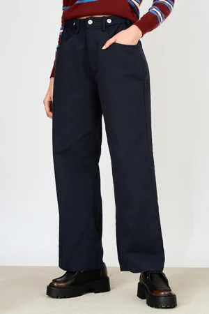 Glassworks London Navy Adjustable Waist Double Button Jeans