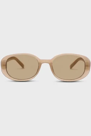 Glassworks London All Beige Thick Oval Frame Sunglasses