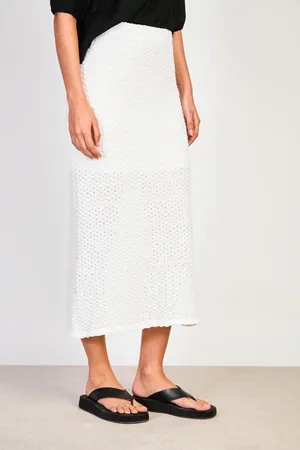 Glassworks London Ivory Textured Pencil Skirt