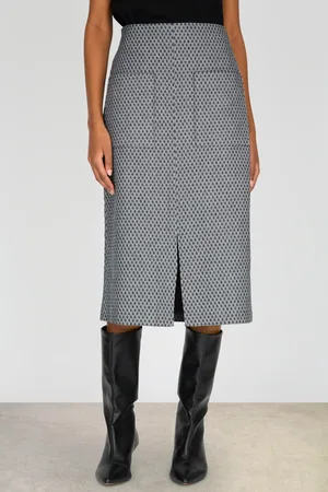 Glassworks London Dark And White Textured Diamond Pocket Front Pencil Skirt