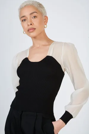 Glassworks London And Ivory Corset Knit Blouse