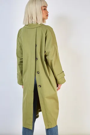 Glassworks London Khaki Concealed Back Button Trench Coat