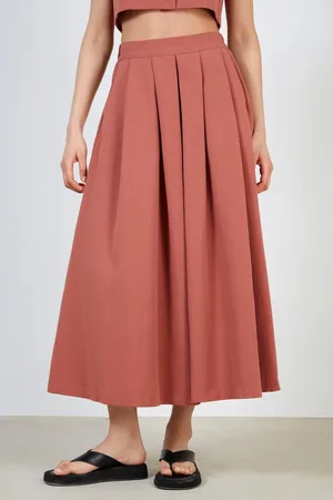 Glassworks London Rust Pleated Skirt