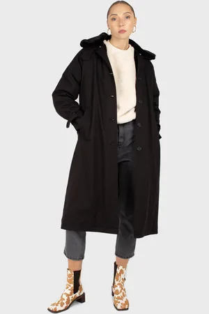 Glassworks London Faux Fur Collar Lined Trench Coat