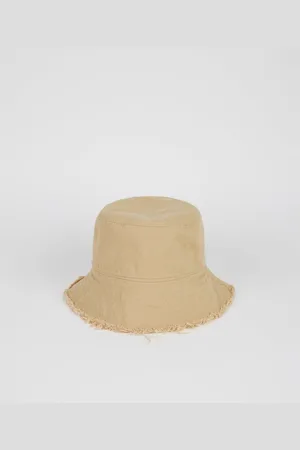 Glassworks London Dark Beige Frayed Edge Bucket Hat