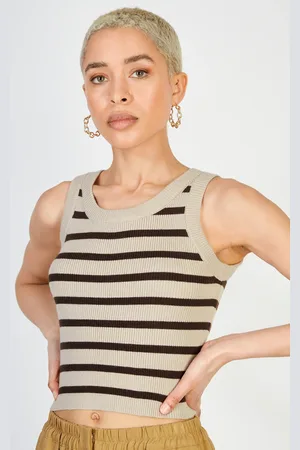 Glassworks London Beige And Horizontal Stripe Knit Tank