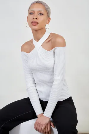 Glassworks London Ribbed Halter Neck Knit Top