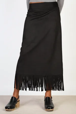 Glassworks London Fringe Hem Midi Skirt