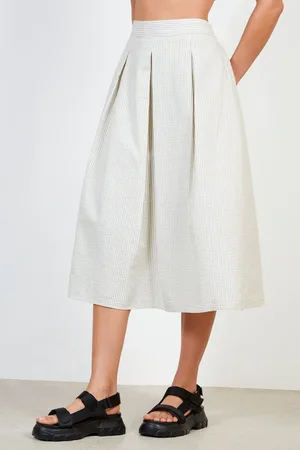 Glassworks London And Ivory Striped Seersucker Skirt
