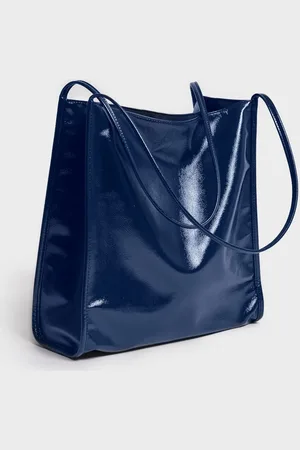 Glassworks London Navy High Shine Pvc Tote Bag