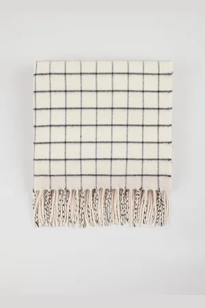 Glassworks London Ivory And Black Small Box Check Scarf