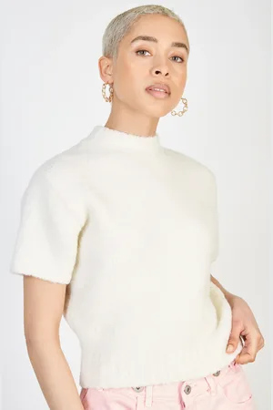 Glassworks London Ivory Wool Blend Short Sleeved Knit Top