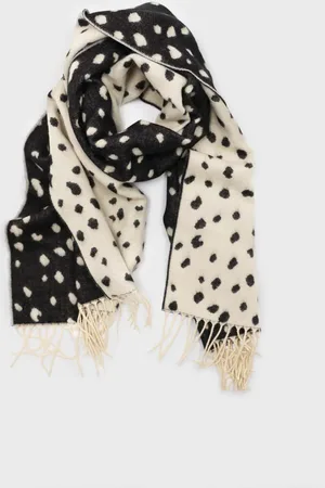 Glassworks London Ivory And Black Leopard Intarsia Scarf