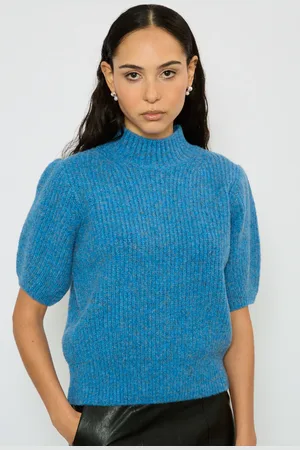 Glassworks London Wool Blend Puff Sleeve Knit Top