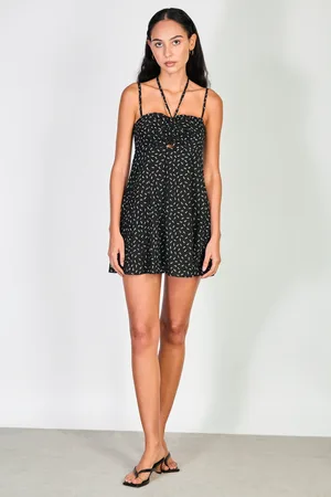 Glassworks London And White Floral Print Pull Bodice Mini Dress