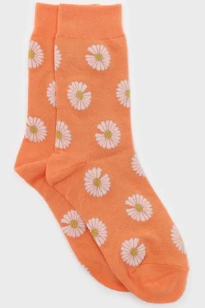 Glassworks London And Ivory Daisy Print Socks