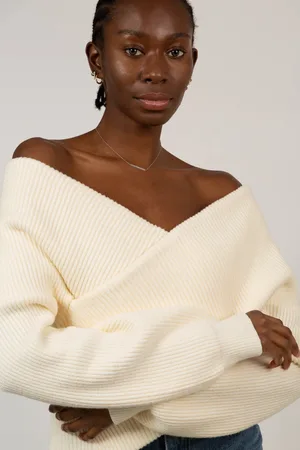 Glassworks London Ivory Cross Front Panel Knit Top