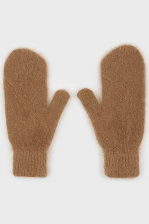 Glassworks London Beige Mohair Mittens