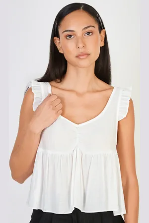 Glassworks London Ivory Ruffle Trim Tie Back Tank