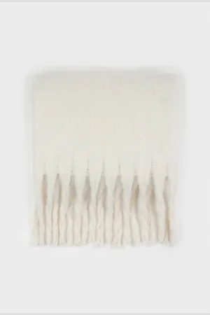 Glassworks London Ivory Fuzzy Thick Scarf